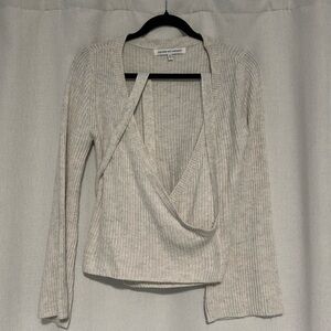 Wrap bell sleeve sweater